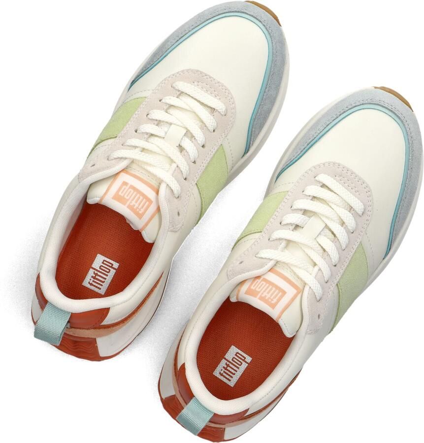 FitFlop TM F-Mode Flow leren sneakers wit zalm groen - Foto 4