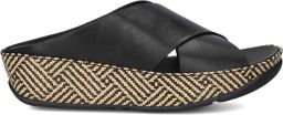 FITFLOP Slippers Dames Lulu Lux Cross Slide Leatherlook Zwart