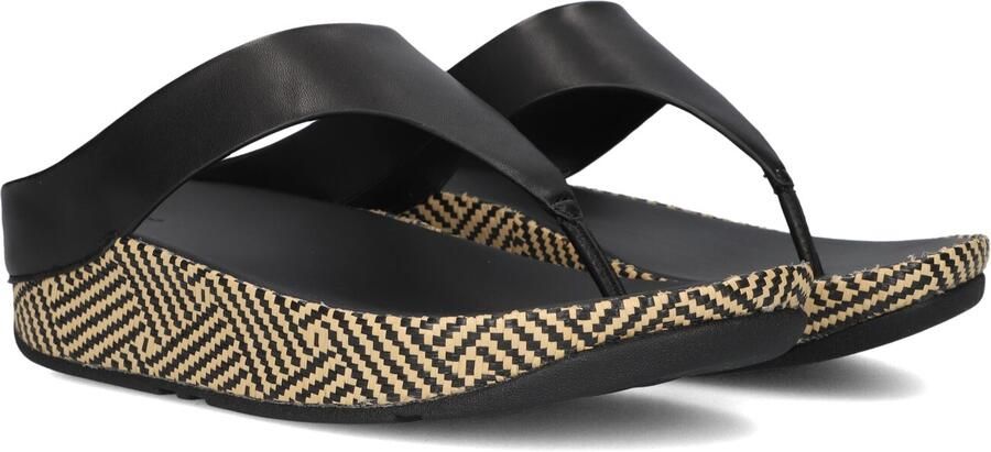FITFLOP Teenslippers Dames Lulu Lux Graphic Weave Toe-post Maat: 42 Materiaal: Leer Kleur: Zwart