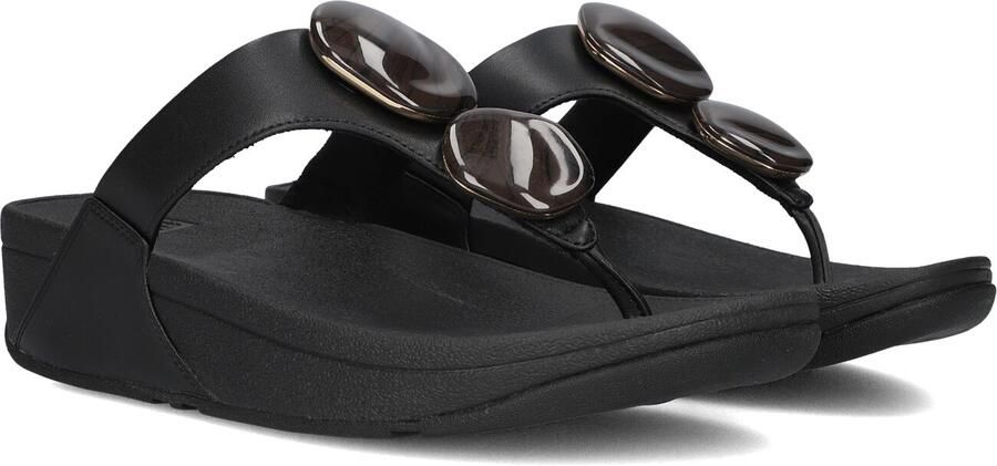 FITFLOP Teenslippers Dames Lulu Marbled Stone Toe-post Maat: 40 Materiaal: Leer Kleur: Zwart