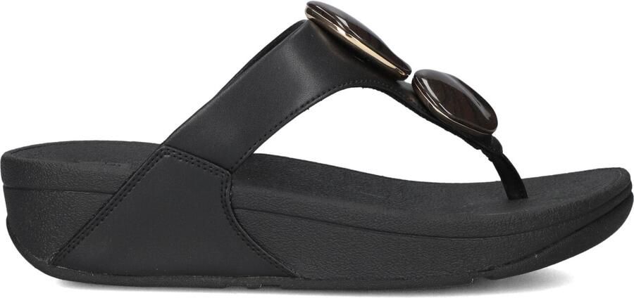 FITFLOP Teenslippers Dames Lulu Marbled Stone Toe-post Maat: 43 Materiaal: Leer Kleur: Zwart - Foto 3