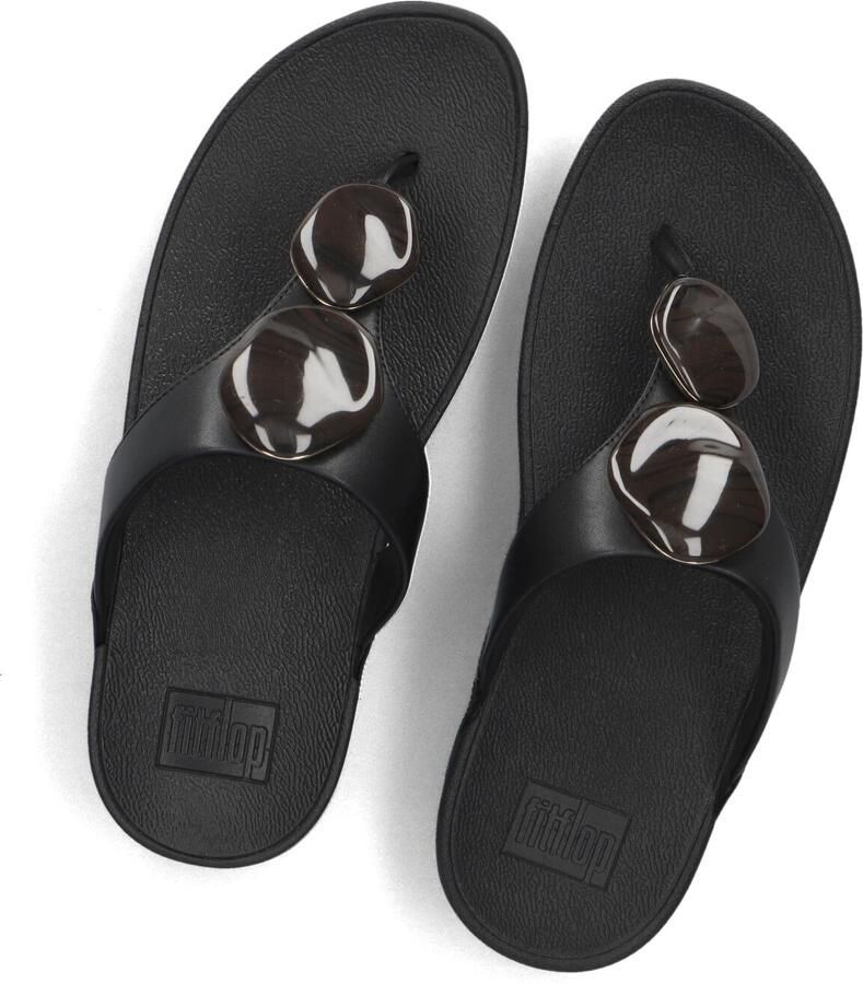 FITFLOP Teenslippers Dames Lulu Marbled Stone Toe-post Maat: 43 Materiaal: Leer Kleur: Zwart - Foto 2