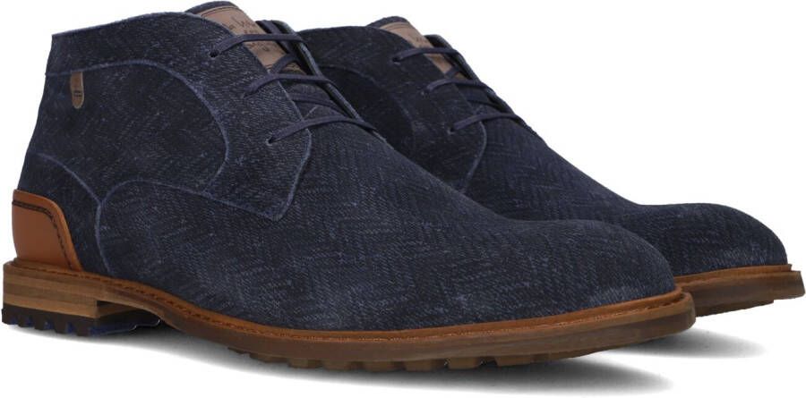 Floris van Bommel Crepi 13.10 suède veterschoenen donkerblauw