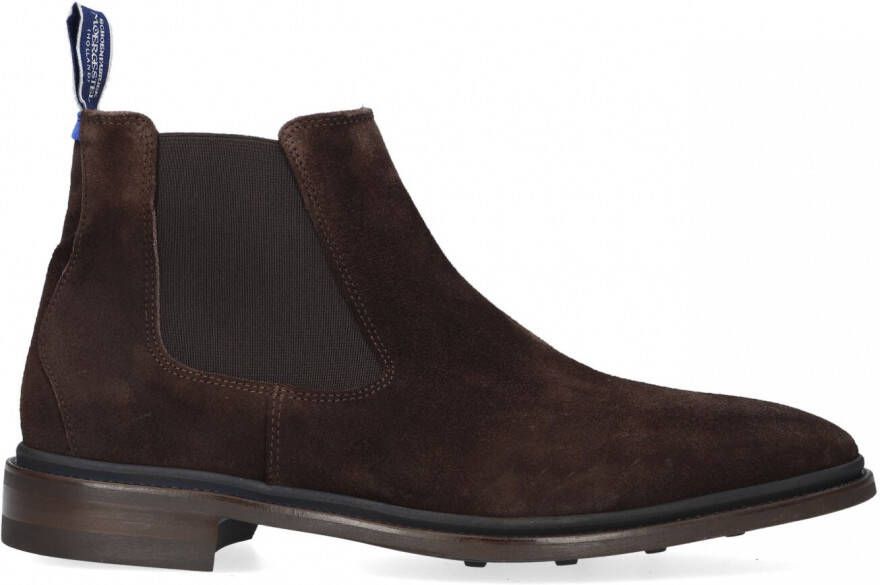 Floris van Bommel Mannen Suède Chelsea boots Laarzen Herenschoenen 10669 Bruin +