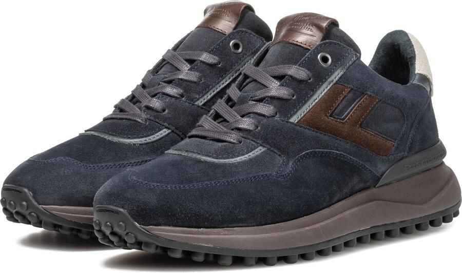 FLORIS VAN BOMMEL Lage Sneakers Heren Sfm-10139 Noppi Suède Blauw