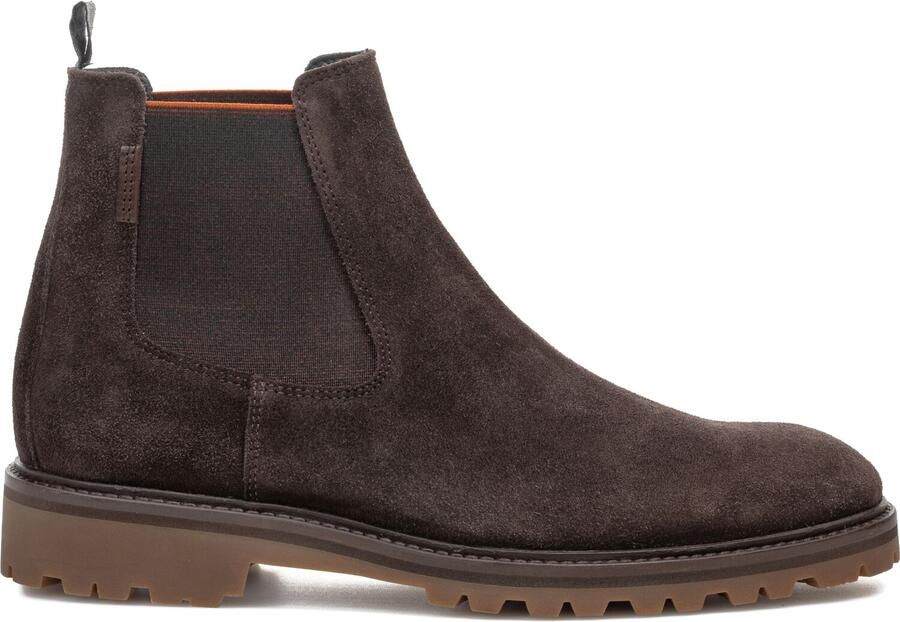 Floris van Bommel Sturdi suède chelsea boots met profielzool donkerbruin - Foto 3