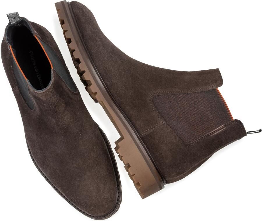Floris van Bommel Sturdi suède chelsea boots met profielzool donkerbruin - Foto 2