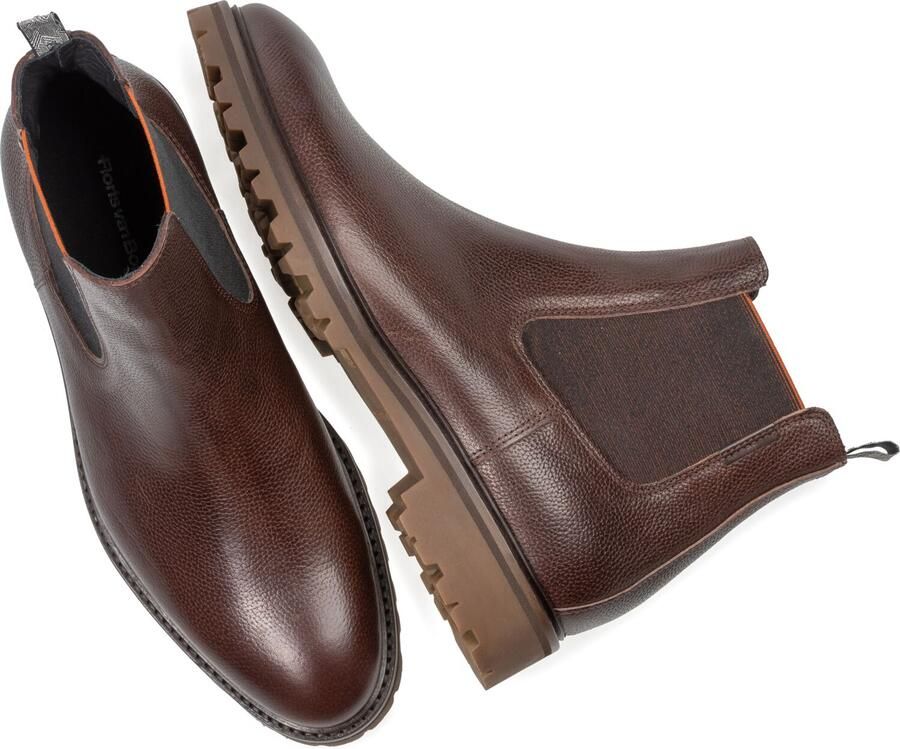 Floris van Bommel suède chelsea boots met profielzool donkerbruin - Foto 2
