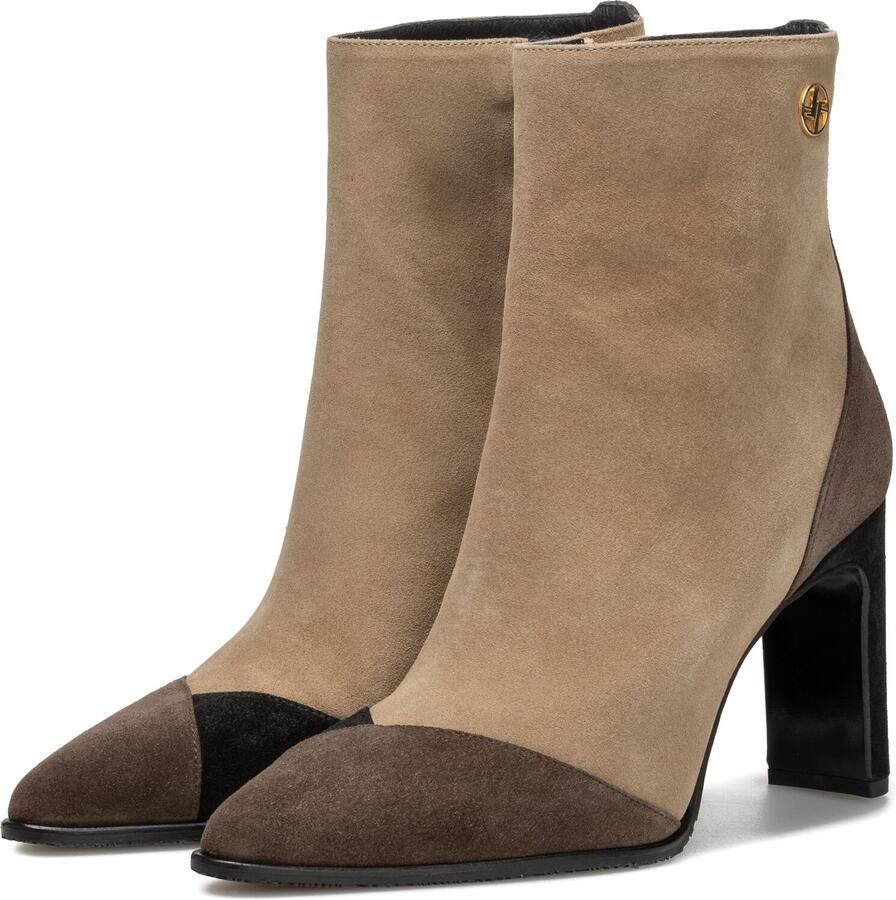 FLORIS VAN BOMMEL Enkellaarsjes Dames Sfw-50097 Maysi Suède Taupe
