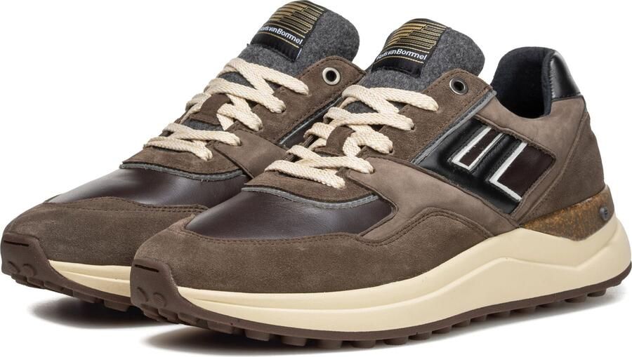 FLORIS VAN BOMMEL Lage Sneakers Heren Sfm-10236 De Tikker Textiel Bruin