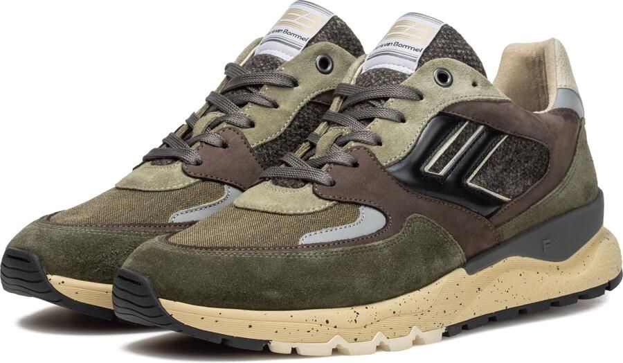 FLORIS VAN BOMMEL Lage Sneakers Heren Sfm-10154 De Treener Textiel Groen
