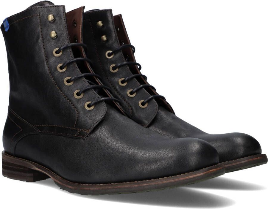 FLORIS VAN BOMMEL Zwarte Veterboots Sfm-80011