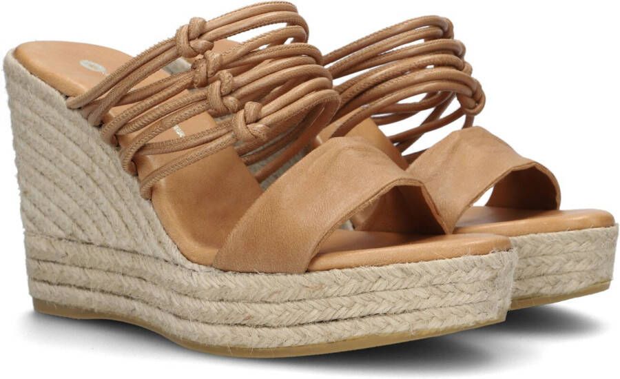 Fred de la Bretoniere 153010262 Sandalen Met Sleehak Dames Cognac - Schoenen .nl
