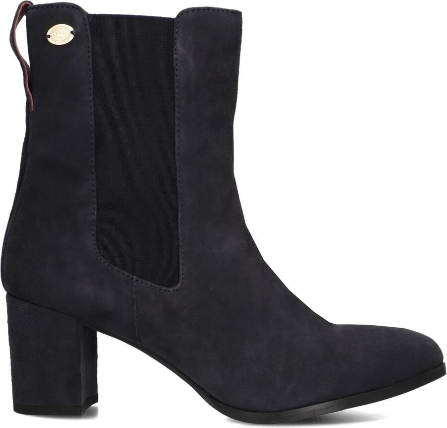 Fred de la Bretoniere Farah Chelsea leren suède chelsea boots met hak donkerblauw