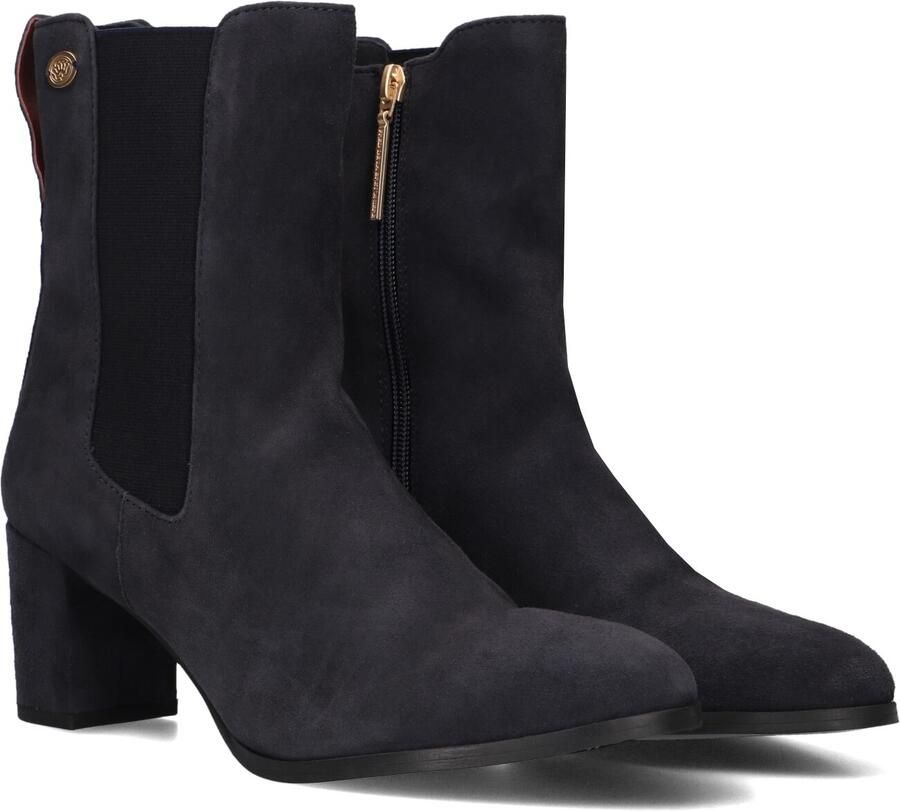 Fred de la Bretoniere Farah Chelsea leren suède chelsea boots met hak donkerblauw