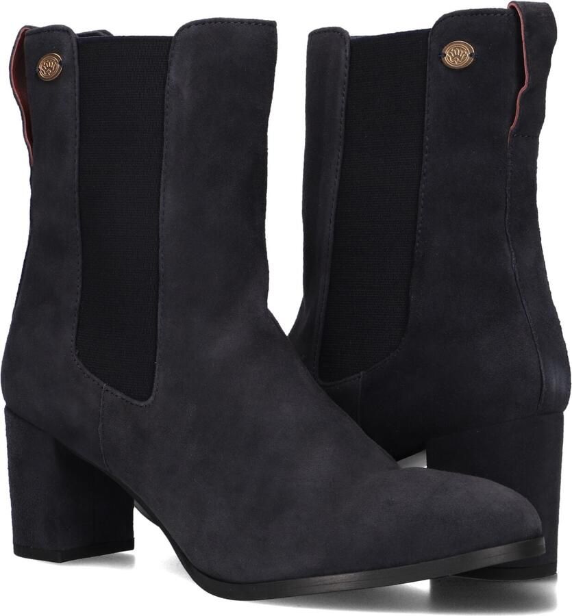 Fred de la Bretoniere Farah Chelsea leren suède chelsea boots met hak donkerblauw - Foto 2