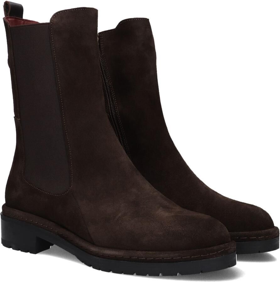 Fred de la Bretoniere Yael leren chelsea boots met profielzool donkerbruin