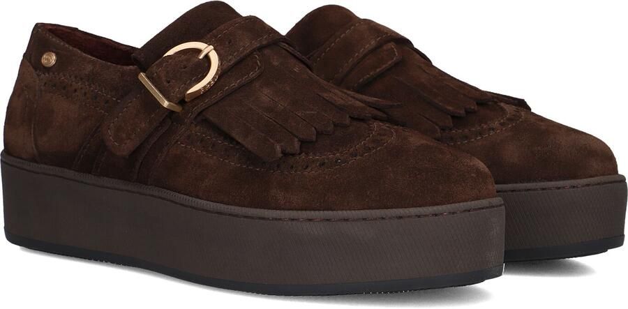 Fred de la Bretoniere Edia Reva leren loafers met franjes donkerbruin