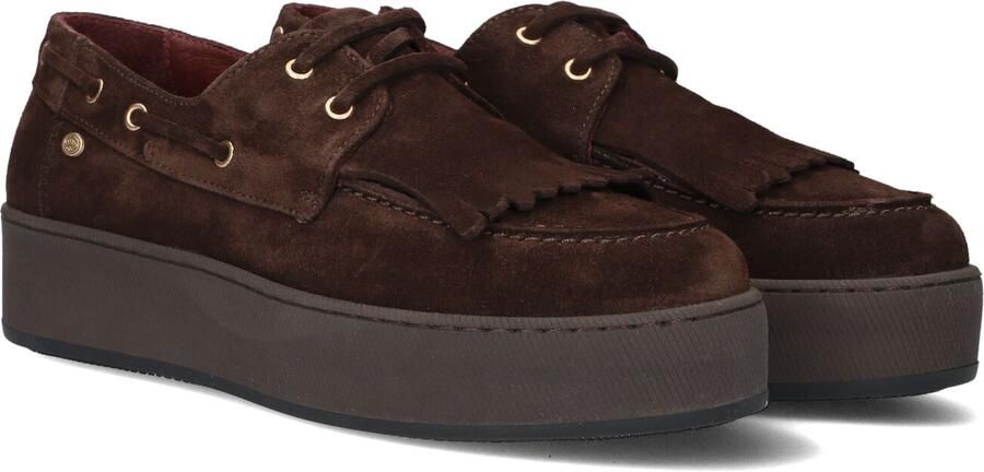 Fred de la Bretoniere Edia Indi leren bootschoenen met plateauzool donkerbruin