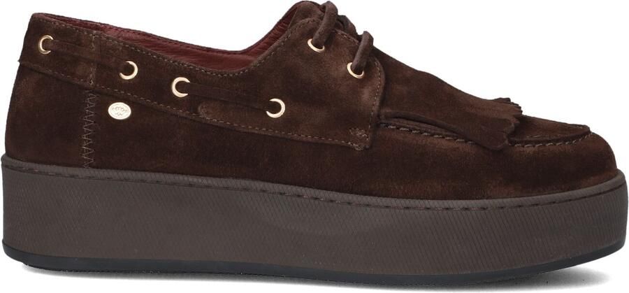 Fred de la Bretoniere Edia Indi leren bootschoenen met plateauzool donkerbruin