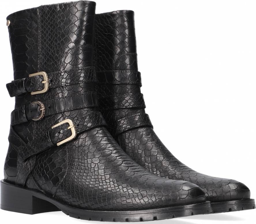 Fred de la Bretoniere leren enkellaarzen met crocoprint zwart - Schoenen.nl