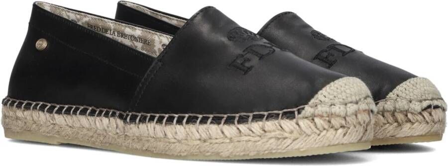 Fred de la Bretoniere Zwarte Leren Espadrilles Stijlvol Model Black Dames