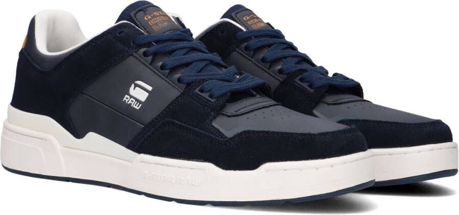 G-Star Leren Lage Sneaker met Contrasterende Logo's Blauw Heren