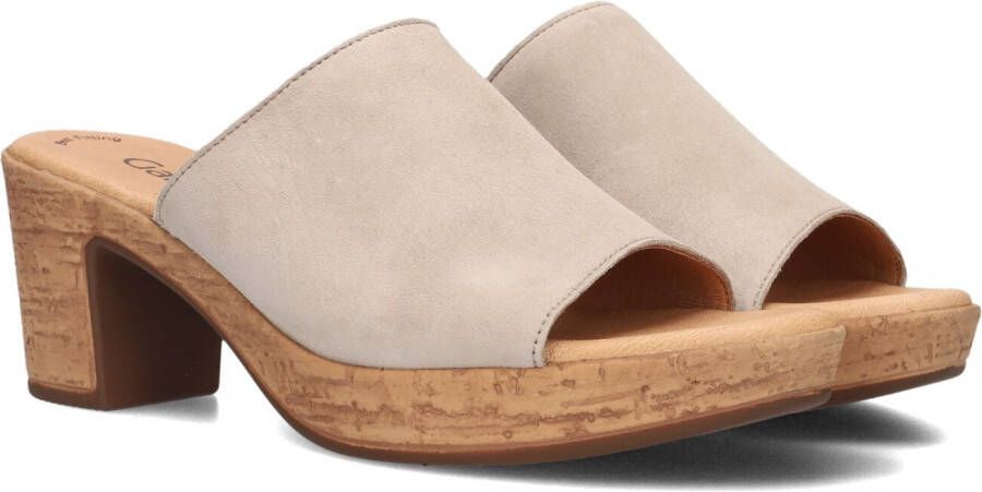 Gabor Beige Suède Blokhak Muiltjes Beige Dames