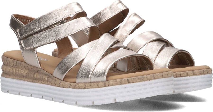 Gabor Gouden Leren Sandalen Stijlvol Platform Beige Dames