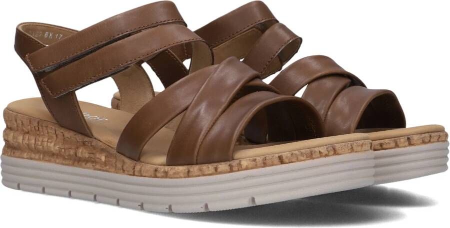 Gabor Camel Sandalen met Kurk Plateau Brown Dames