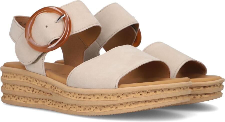 Gabor Dames Sandalen met hak 550 Beige Suède Plateauzool