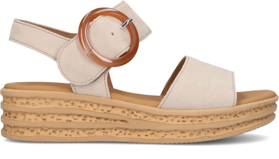 Gabor Dames Sandalen met hak 550 Beige Suède Plateauzool - Foto 3