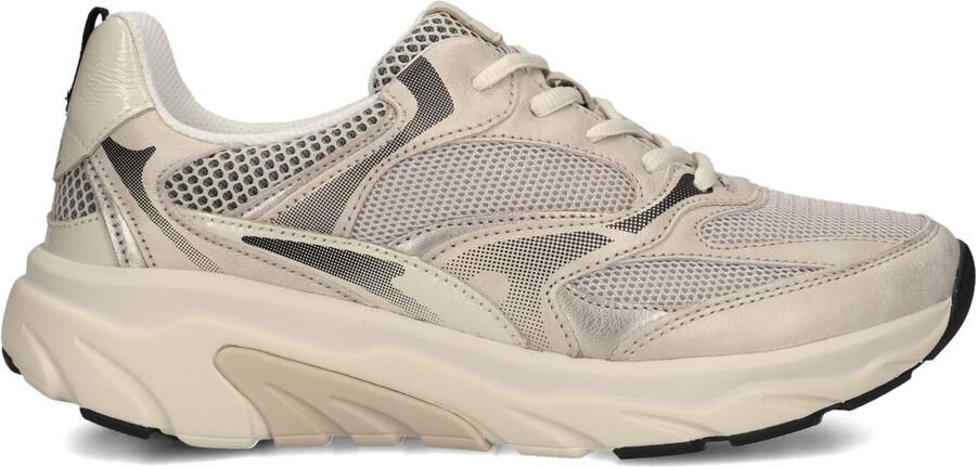 Gabor 86.936.39 Rolling Soft Sneakers Beige Leer en Mesh Dames Breed Beige