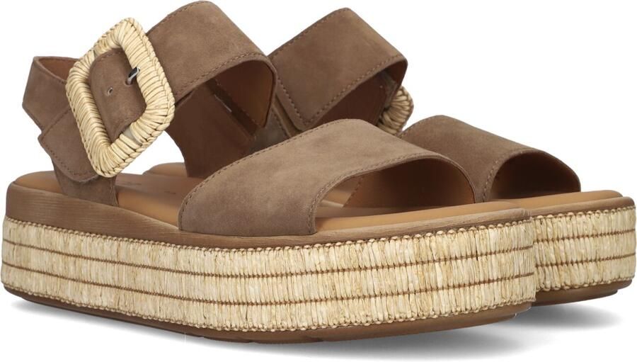 Gabor Dames Sandalen met hak 562 Taupe Suède Plateauzool