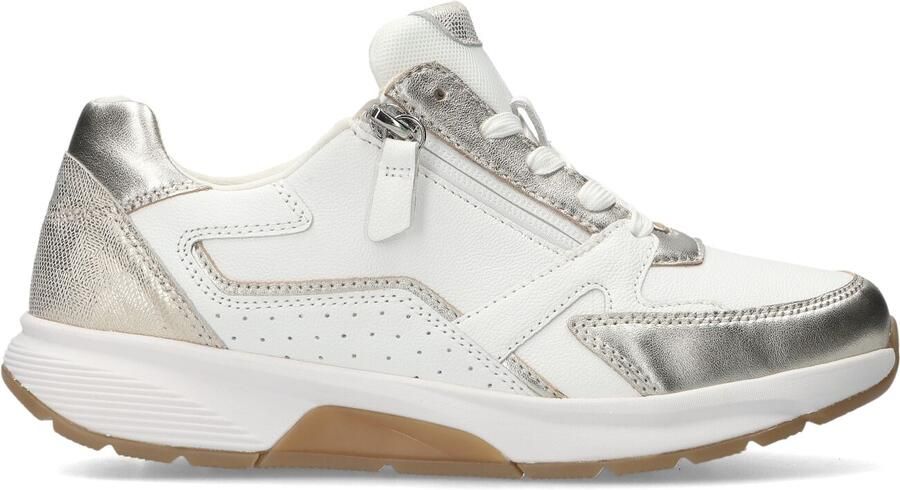Gabor Rollingsoft Sneaker Veter en Rits Wit Goud Leer