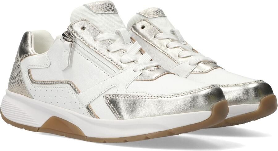 Gabor Rollingsoft Sneaker Veter en Rits Wit Goud Leer