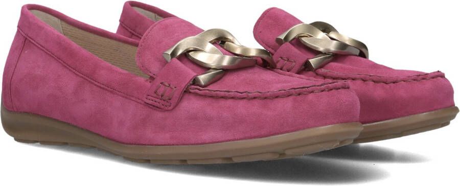 Gabor Roze Suède Loafers met Gouden Detail Pink Dames