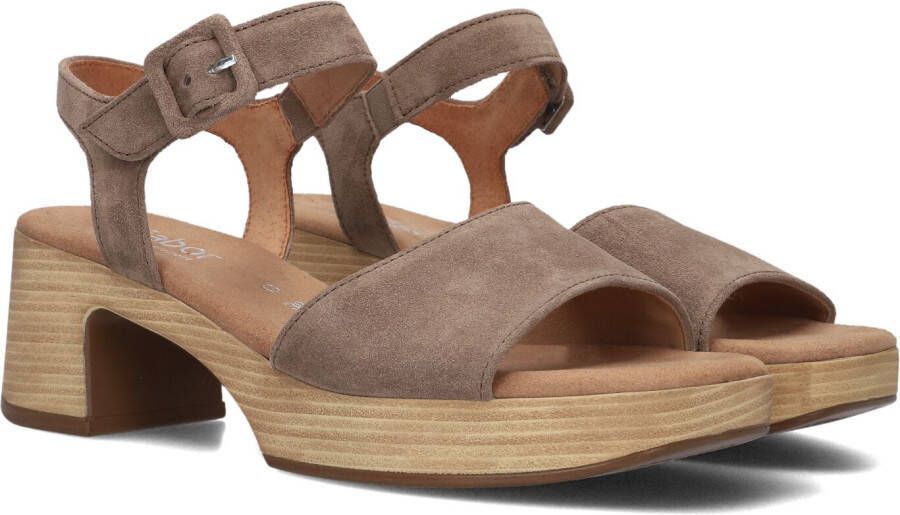 Gabor Taupe Suède Sandalen met Blokhak Brown Dames