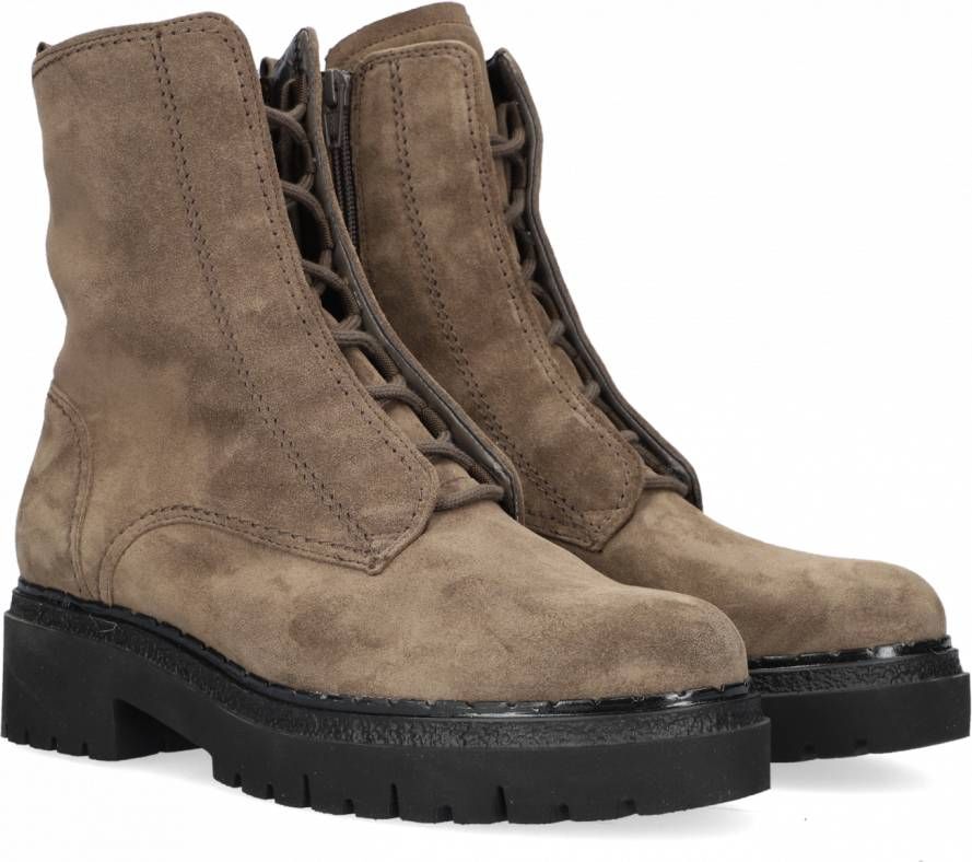 Gabor 876.1 Veterboots Laarzen Met Veters Dames Taupe - Schoenen.nl
