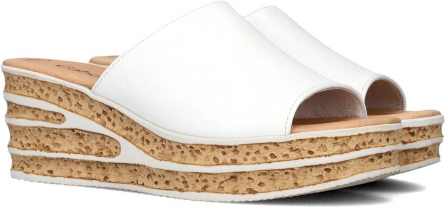 Gabor Witte leren slipper met kurken zool White Dames