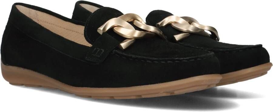 Gabor Zwarte Suède Loafers met Gouden Detail Black Dames