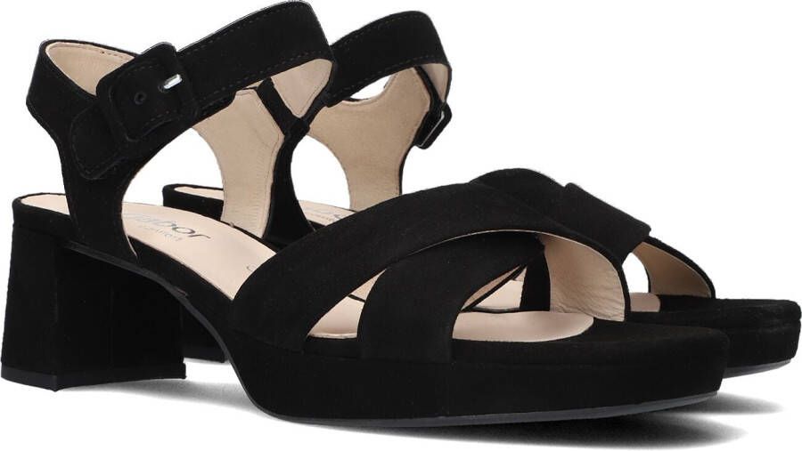 Gabor Zwarte Suède Gekruiste Band Sandalen Black Dames