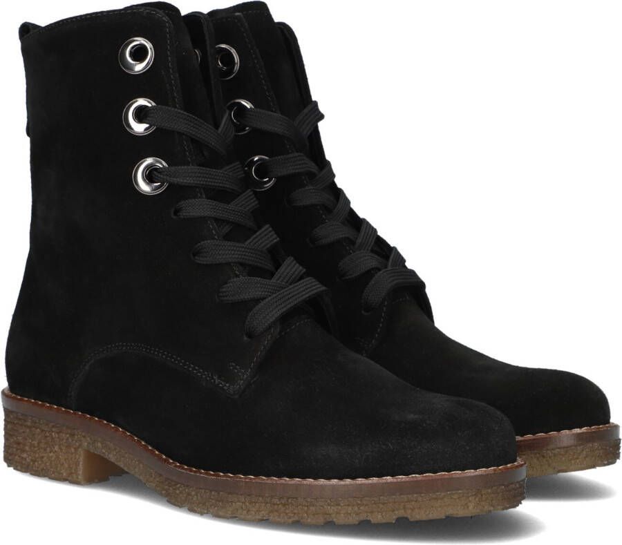 Gabor Zwarte Suède Veterboots Comfort Collectie Black Dames