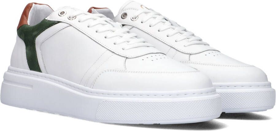 Goosecraft Witte leren sneakers met groen suède paneel White Heren