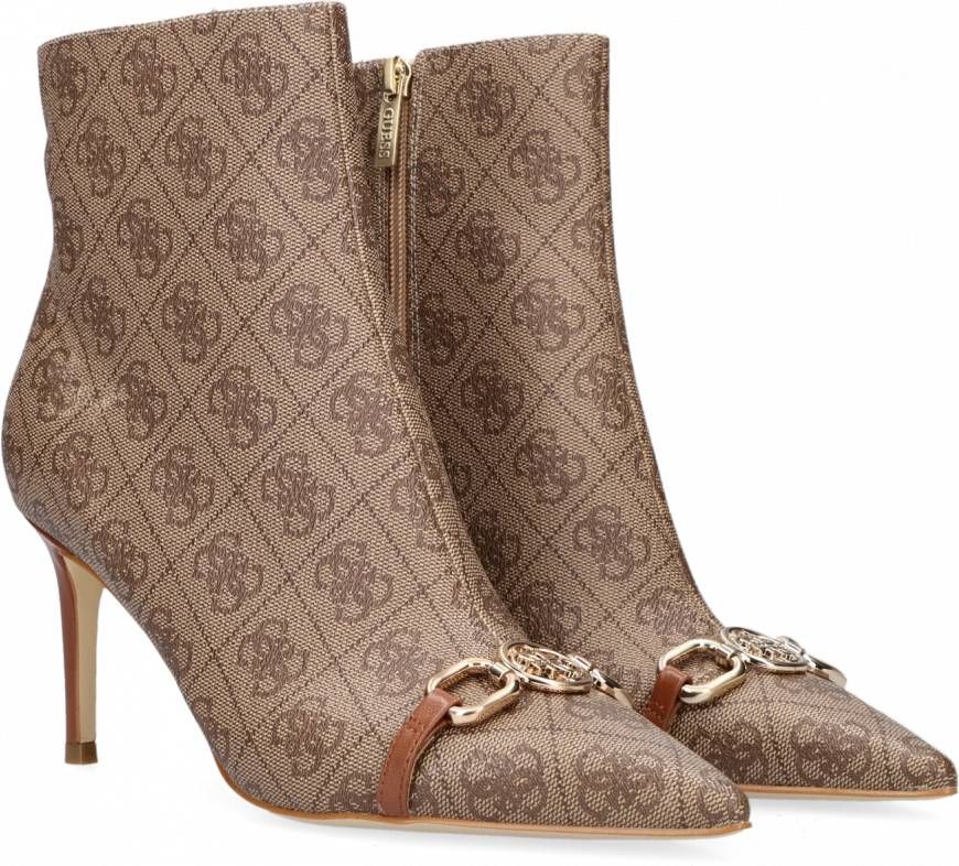 Guess Adayn enkellaarsje met logoprint en horsebit - Schoenen.nl