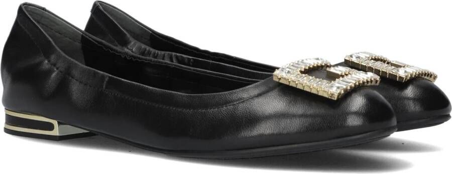 Guess Leren Ballerina`s met Strass Logo Plaat Black Dames