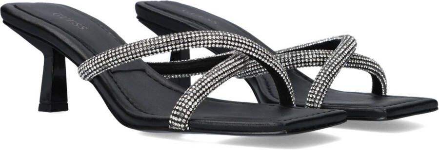 Guess Glitter Gekruiste Bandjes Kitten Hakken Black Dames