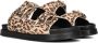 Haboob Elysee suède slippers met panterprint beige bruin - Thumbnail 1