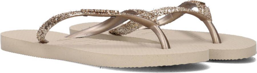 Havaianas Slim Glitter II teenslippers met glitters beige Meisjes Rubber 33 34