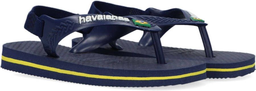 Havaianas Baby Brasil Logo II Slippers Navy Blue Citrus Yellow - Schoenen.nl
